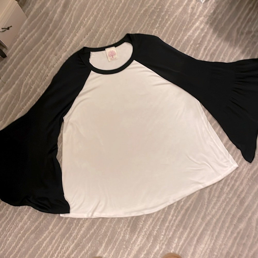 Freeloader Baseball Style over sized ruffle long sleeve top